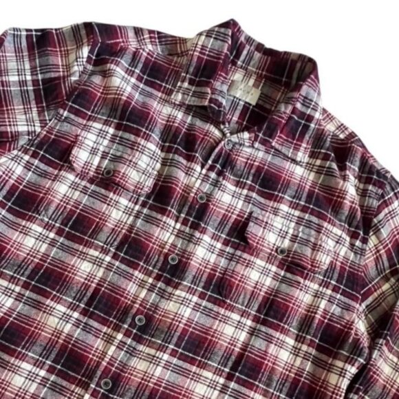 Jachs Flannel Button Up Shirt Mens 2XL Pockets Casual Heavy Plaid Red - Picture 1 of 12